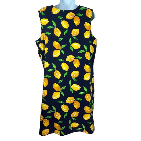 D & Company Navy Lemon Print Dress Beach Cover Up Lace Up Neckline Size L NEW - Picture 7 of 8